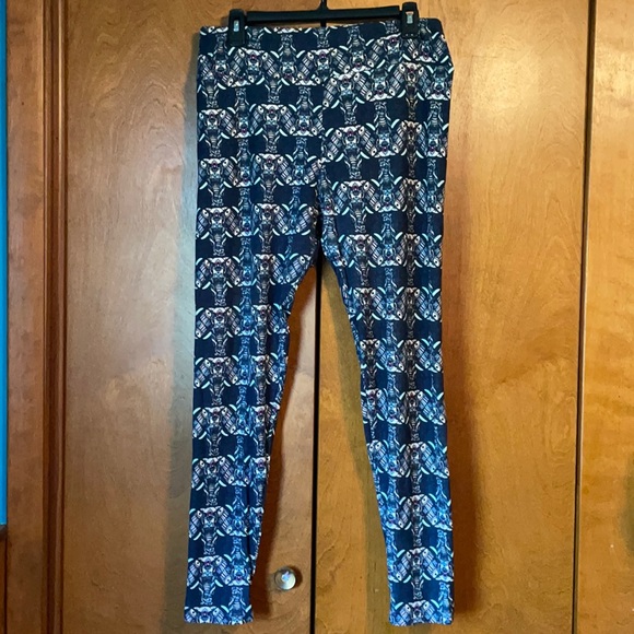 Lularoe Navy Elephant Leggings Tc 
